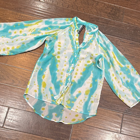 Walter Baker Tops - Walter Baker Teal and‎ Yellow Blouse